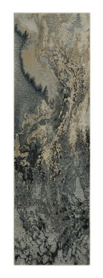 Grey Abstract Modern Luxurious Cotton Backing Rug For Living Room And Bedroom-66Cm X 229Cm (Runner) from B&Q