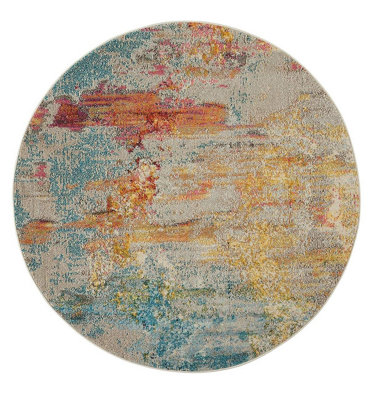 Sealife Abstract Graphic Modern Rug For Living RoomBedroom And Dining Room-160Cm X 160Cm (Circle) from B&Q