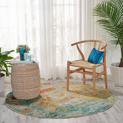 Sealife Abstract Graphic Modern Rug For Living RoomBedroom And Dining Room-239Cm (Circle) from B&Q