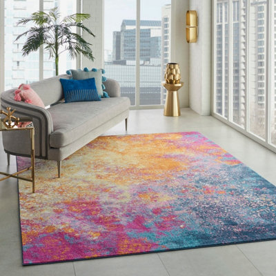 Sunburst Abstract Modern Luxurious Easy To Clean Rug For Living Room Bedroom And Dining Room-114Cm X 175Cm from B&Q