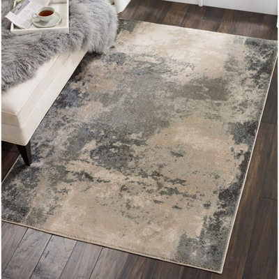 Ivory/grey Rug Modern Abstract,striking Ombre Effects Rug For Bedroom & Living Room-66 X 229Cm (Runner) from B&Q