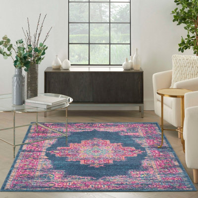 Blue Floral Traditional Persian Luxurious Rug For Living Room Bedroom And Dining Room-114Cm X 175Cm from B&Q