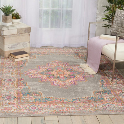 Grey Floral Luxurious Traditional Persian Rug For Dining Room-114Cm X 175Cm from B&Q