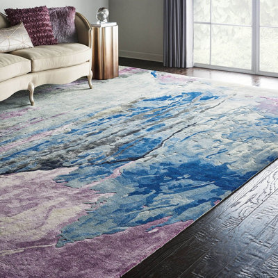 Grey Multicolor Wool Handmade Luxurious Modern ,optical/ (3D) Rug For Living Room And Bedroom-114Cm X 175Cm from B&Q