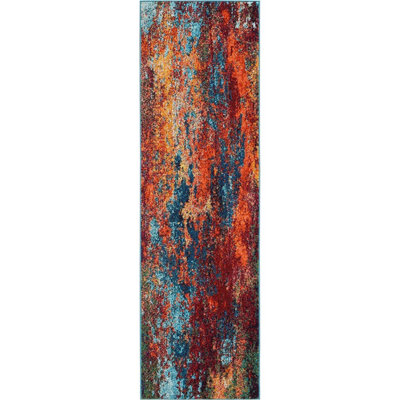 Multi Modern Easy To Clean Abstract Graphics Rug For Dining Room -61Cm X 183Cm (Runner) from B&Q