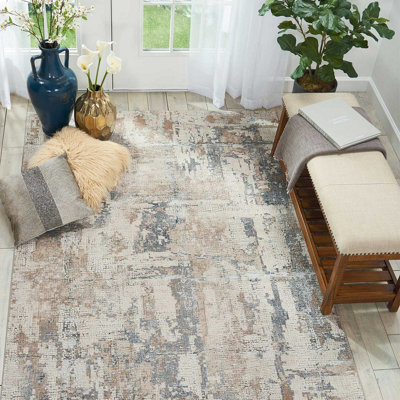 Beige Grey Abstract Luxurious Modern Easy To Clean Rug For Dining Room Bed Room And Living Room-240Cm X 320Cm from B&Q