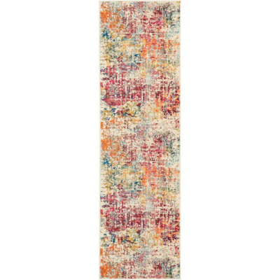Pink/multi Modern Easy To Clean Abstract Graphics Rug For Dining Room-66Cm X 229Cm (Runner) from B&Q