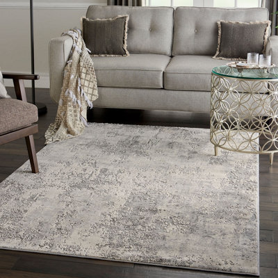 Grey Beige Luxurious Modern Easy To Clean Abstract Rug For Dining Room Bedroom And Living Room-240Cm X 320Cm from B&Q