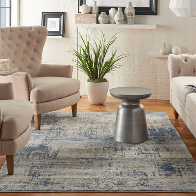 Ivory Blue Luxurious Abstract Modern Machine Made Easy To Clean Rug For Living Room Bedroom And Dining Room-240Cm X 320Cm from B&Q