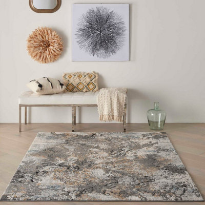 Grey Multicoloured Abstract Modern Easy To Clean Dining Room Bedroom & Living Room Rug-160Cm X 221Cm from B&Q