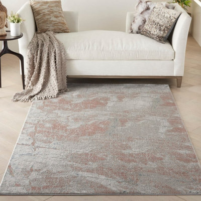 B&Q Luxurious Modern Easy To Clean Abstract Rug For Living Room, Bedroom - 66 X 230 (Runner) Grey
