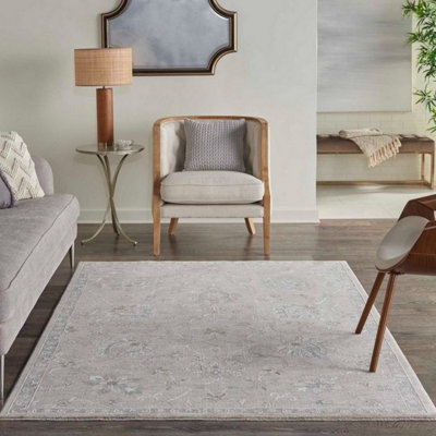 Light Grey Traditional Persian Bordered Floral Rug For Living Room Bedroom And Dining Room-239Cm X 315Cm from B&Q