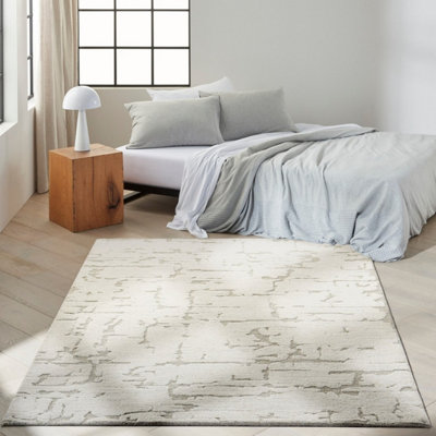 Ivory Abstract Rug Handmade Luxurious Modern Wool Rug For Living Room And Bedroom-236Cm X 297Cm from B&Q