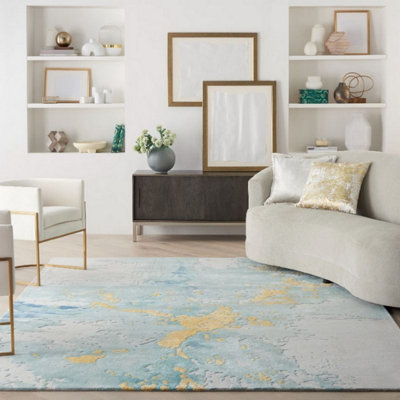 Gold Wool Luxurious Modern Optical/ (3D) Rug Easy To Clean Living Room And Bedroom-114Cm X 175Cm from B&Q
