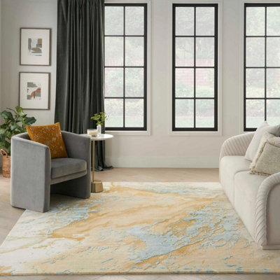 Prismatic Prs36 Sand Blue Wool Rug By Nourison-236Cm X 297Cm from B&Q