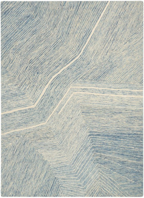 Pure Angles Ang01 Ivory Blue Rug By Dkny-160Cm X 221Cm from B&Q