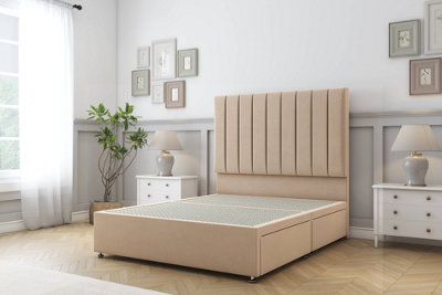 Sloomy Kansas Pebble Plush Divan Bed Base No Drawers With 54" Floor Standing Headboard 3' Single from B&Q