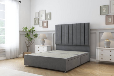 Sloomy Kansas Armour Coniston Divan Bed Base 4 Drawers With 54" Floor Standing Headboard 4'6 Double from B&Q