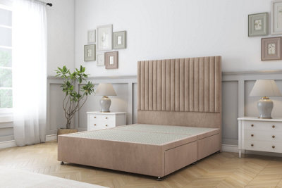 Sloomy Manhattan Mink Naples Divan Bed Base No Drawers With 26" Strutted Headboard 3' Single from B&Q