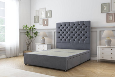 Sloomy Mayfair Steel Plush Divan Bed Base 4 Drawers With 26" Strutted Headboard 5' King from B&Q