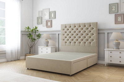 Sloomy Mayfair Almond Coniston Divan Bed Base 2 Drawers Same Side With 54" Floor Standing Headboard 3' Single from B&Q