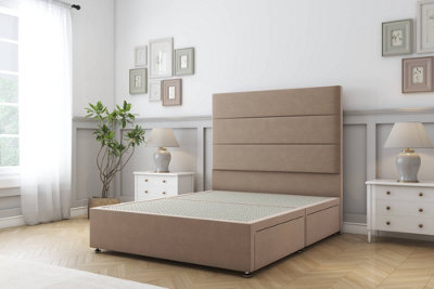 Sloomy Texas Mink Plush Divan Bed Base No Drawers With 26" Strutted Headboard 4'6 Double from B&Q