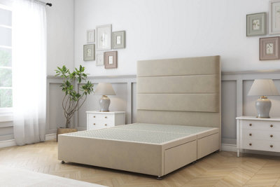Sloomy Texas Almond Coniston Divan Bed Base No Drawers With 26" Strutted Headboard 4'6 Double from B&Q