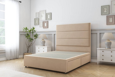 Sloomy Texas Pebble Plush Divan Bed Base 2 Drawers Same Side With 54" Floor Standing Headboard 4'6 Double from B&Q