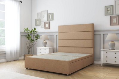 Sloomy Texas Latte Dumfries Divan Bed Base 2 Drawers Same Side With 54" Floor Standing Headboard 5' King from B&Q