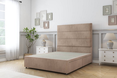 Sloomy Texas Mink Naples Divan Bed Base 2 Drawers Foot-End With 54" Floor Standing Headboard 4'6 Double from B&Q