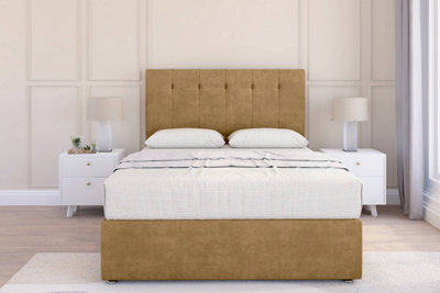 Sloomy Highbury Mink Plush Divan Bed Base No Drawers26" Strutted Headboard 3' Single from B&Q