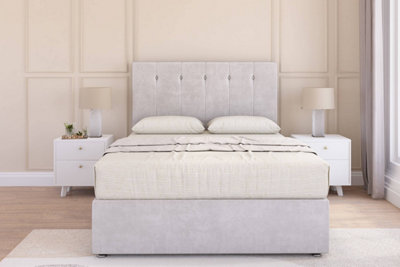 Sloomy Highbury Silver Plush Divan Bed Base No Drawers26" Strutted Headboard 2'6 Small Single from B&Q