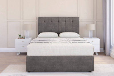 Sloomy Highbury Slate Naples Divan Bed Base No Drawers26" Strutted Headboard 2'6 Small Single from B&Q