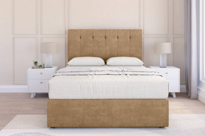 Sloomy Highbury Latte Dumfries Divan Bed Base No Drawers26" Strutted Headboard 3' Single from B&Q