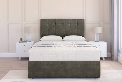 Sloomy Highbury Pewter Dumfries Divan Bed Base No Drawers26" Strutted Headboard 6' Super King from B&Q