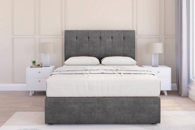 Sloomy Highbury Steel Plush Divan Bed Base 2 Drawers Same Side26" Strutted Headboard 4'6 Double from B&Q