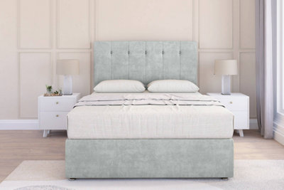 Sloomy Highbury Silver Naples Divan Bed Base 2 Drawers Same Side26" Strutted Headboard 2'6 Small Single from B&Q