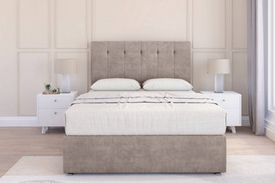 Sloomy Highbury Pebble Plush Divan Bed Base 4 Drawers26" Strutted Headboard 4'6 Double from B&Q