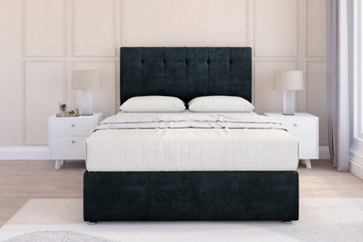 Sloomy Highbury Black Naples Divan Bed Base No Drawers54" Floor Standing Headboard 4'6 Double from B&Q