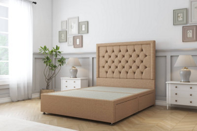 Sloomy Montana Latte Dumfries Divan Bed Base No Drawers With 26" Strutted Headboard 6' Super King from B&Q