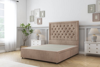 Sloomy Montana Mink Naples Divan Bed Base No Drawers With 54" Floor Standing Headboard 5' King from B&Q