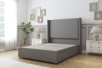 Sloomy Devonshire Pewter Dumfries Divan Bed Base No Drawers With 54" Wingback Headboard 3' Single from B&Q