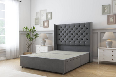 Sloomy Dior Armour Coniston Divan Bed Base No Drawers With 54" Wingback Headboard 5' King from B&Q