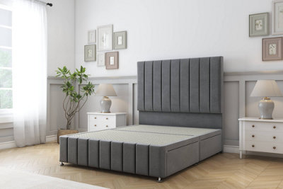 Sloomy California Armour Coniston Divan Bed No Drawers-26" Strutted Headboard 12" Footboard 4'6 Double from B&Q