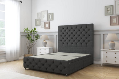 Sloomy Watson Graphite Dumfries Divan Bed No Drawers-54" Floor Standing Headboard & 12" Footboard 3' Single from B&Q