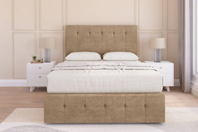 Sloomy Cambridge Mink Naples Divan Bed No Drawers-54" Floor Standing Headboard 12" Footboard 4'6 Double from B&Q