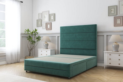 Sloomy Monaco Emerald Plush Divan Bed 4 Drawers-26" Strutted Headboard & 12" Footboard 4'6 Double from B&Q