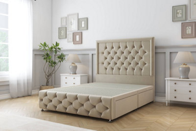 Sloomy Vienna Almond Coniston Divan Bed 2 Drawers Left Side-26" Strutted Headboard & 12" Footboard 2'6 Small Single from B&Q