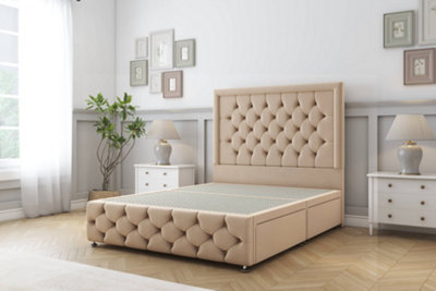 Sloomy Vienna Pebble Plush Divan Bed No Drawers-54" Floor Standing Headboard & 12" Footboard 2'6 Small Single from B&Q