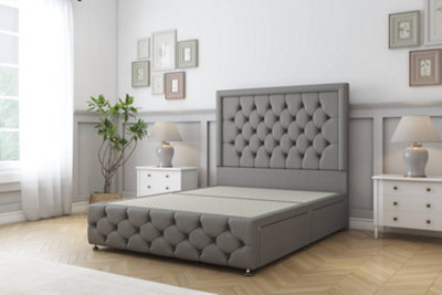 Sloomy Vienna Pewter Dumfries Divan Bed No Drawers-54" Floor Standing Headboard & 12" Footboard 4'6 Double from B&Q